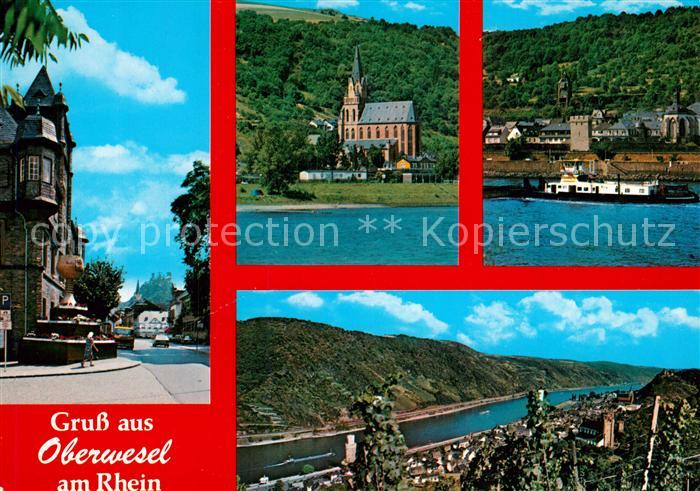 Oberwesel Rhein Teilansichten Kirche Panorama Blick ueber die Rhein Weinberge