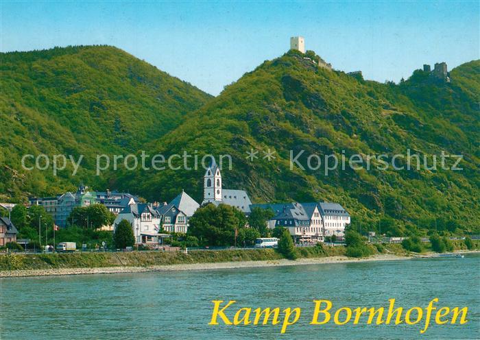 Kamp-Bornhofen Blick ueber den Rhein Kloster Burgen Die feindlichen Brueder