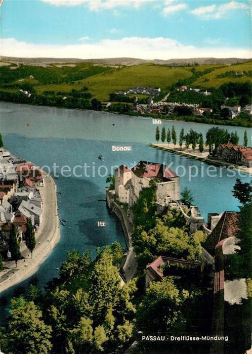Passau Dreifluessemuendung Ilz Donau Inn