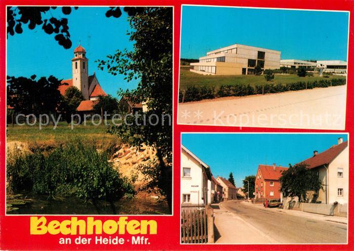 Bechhofen Mittelfranken Blick zur Kirche Schule Strassenpartie