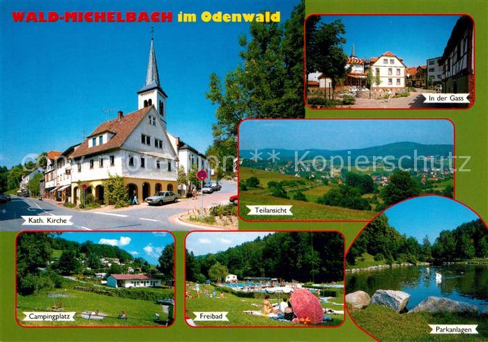 Wald-Michelbach Kirche Campingplatz Freibad Parkanlagen In der Gass Panorama Luf