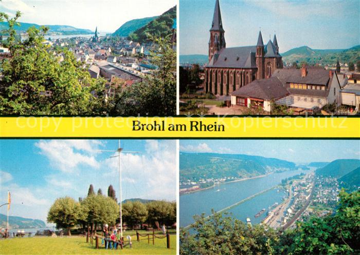 Brohl-Luetzing Stadtpanorama Kirche Rheintal Park