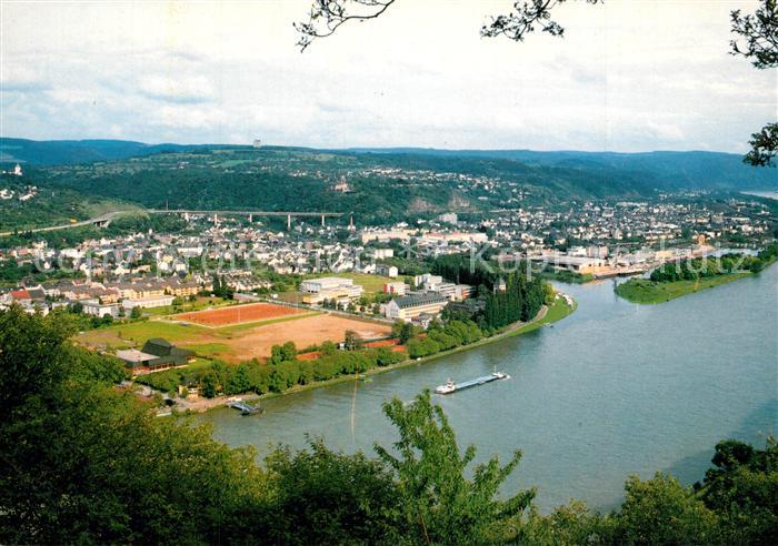 Lahnstein Panorama Blick zur Lahnmuendung