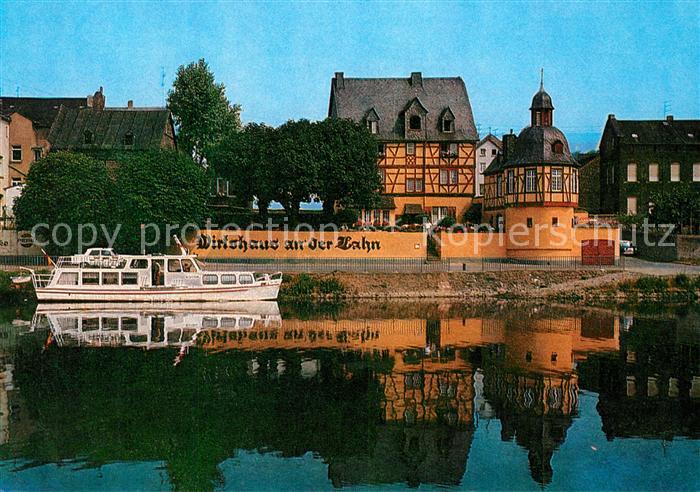 Lahnstein Wirtshaus an der Lahn Fahrgastschiff Wasserspiegelung