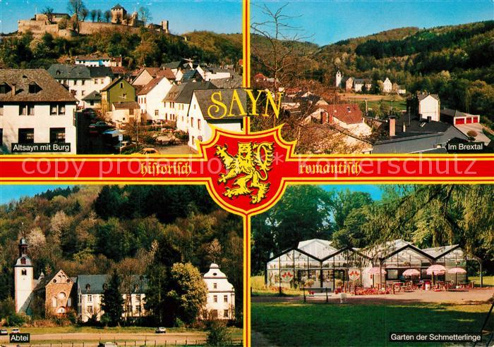 Sayn Bendorf Altsayn mit Burg Panorama Brextal Abtei Garten der Schmetterlinge W
