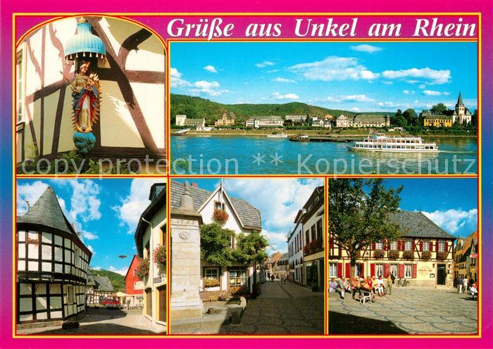 Unkel Rhein Rheinpanorama Fahrgastschiff Gassen Fachwerkhaeuser Marktplatz Heili