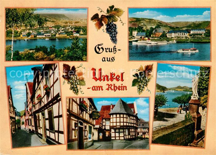 Unkel Rhein Rheinpanorama Gassen Fachwerkhaeuser Weintrauben