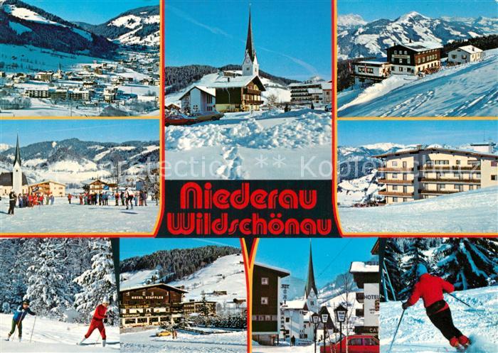 Niederau Wildschoenau Wintersportplatz Alpen Kirche Berghotels Langlaufloipe Ski