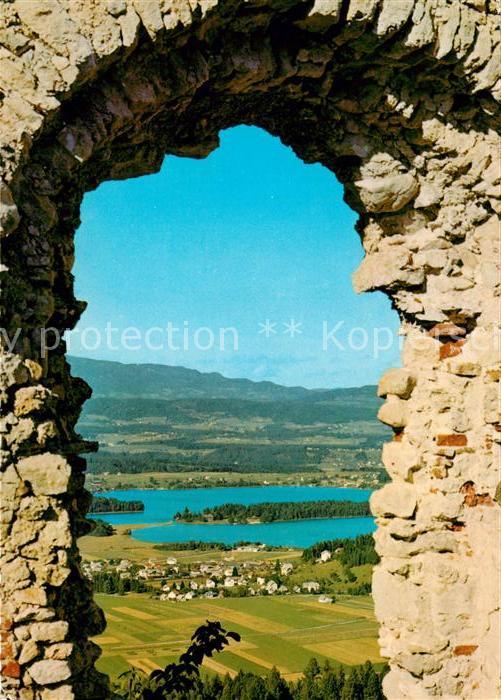 Faak am See Finkenstein Blick von der Ruine Rinkenstein auf Faakersee
