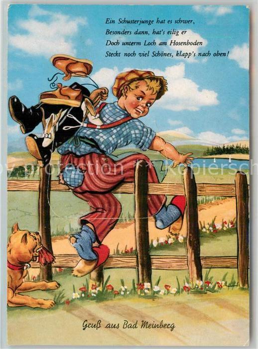 Bad Meinberg Schusterjunge Hund Stiefel Kuenstlerkarte