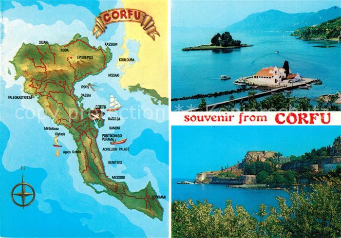 Corfu Korfu Landkarte Ansichten