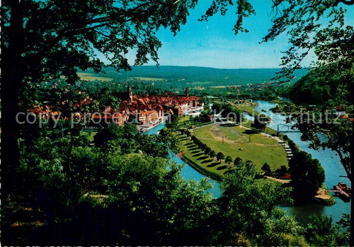 Hannoversch Muenden Blick auf die Stadt Zusammenfluss Werra und Fulda