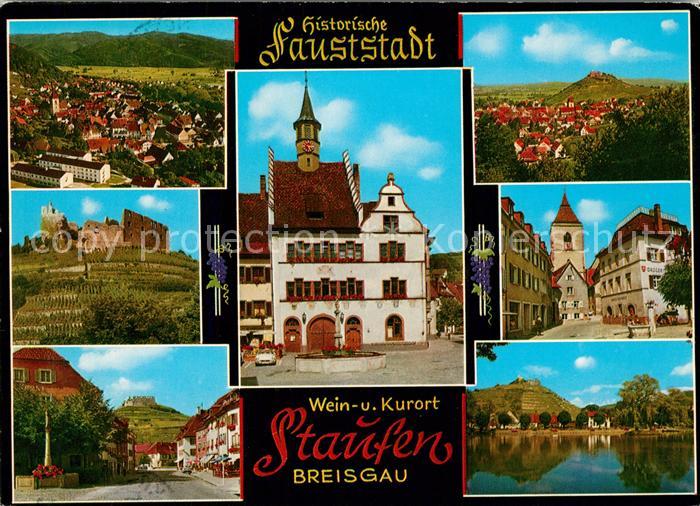 Staufen Breisgau Fliegeraufnahme Rathaus Burgruine Stadttor Panoramen