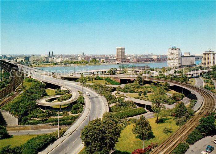 Mannheim Fliegeraufnahme Brueckenauffahrt Ludwigshafen