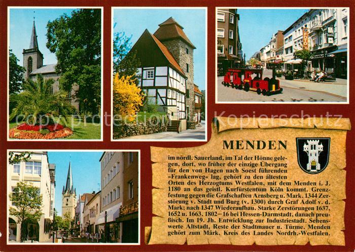 Menden Sauerland Evangelische Kirche Teufelsturm Fussgaengerzone Vincenskirche