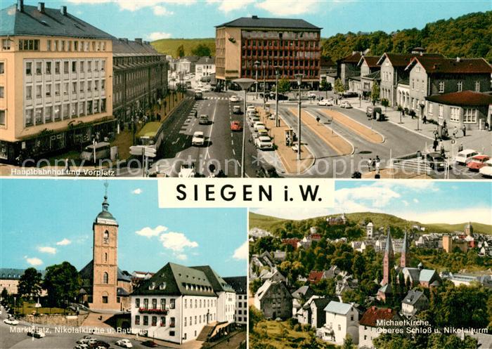 Siegen Westfalen Hauptbahnhof Vorplatz Michaelkirche Schloss Nikolaiturm Rathaus