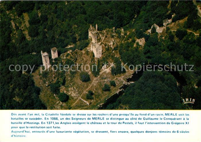 Saint-Cirgues-la-Loutre Fliegeraufnahme Ruinen von Merle