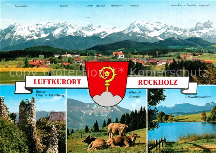 Rueckholz Allgaeuer Alpvieh Ruinen Frey und Eisenberg Schwaltenweiher