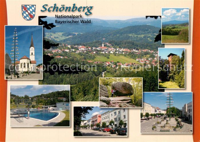 Schoenberg Freyung-Grafenau Kirche Marktplatz Freibad Ortsansicht Panorama