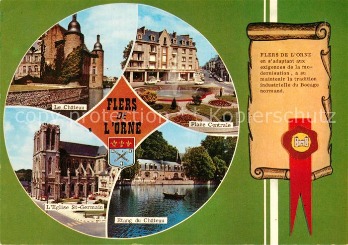 Flers Orne Chateau Place Centrale Eglise Saint Germain Etang du Chateau