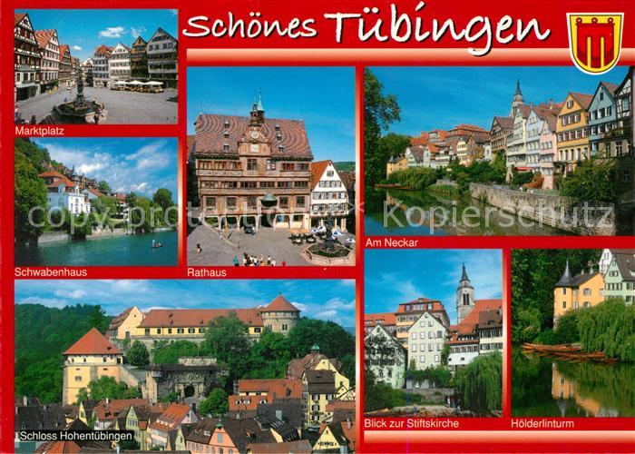 Tuebingen Marktplatz Schwabenhaus Rathaus Neckar Schloss Hohentuebingen