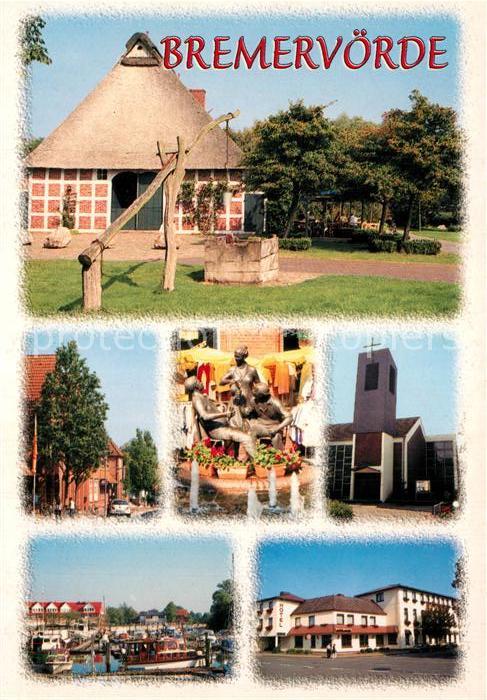 Bremervoerde Ziehbrunnen Plastik Kirche Hafen Hotel