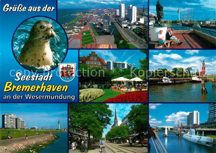 Bremerhaven Fliegeraufnahme Denkmal Park Strassenpartie Strandpromenade UBoot