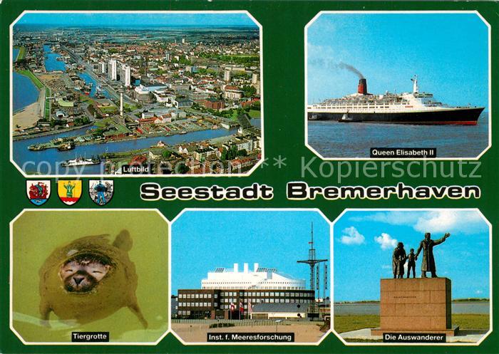Bremerhaven Fliegeraufnahme Queen Elisabeth II Tiergrotte Institut fuer Meeresfo