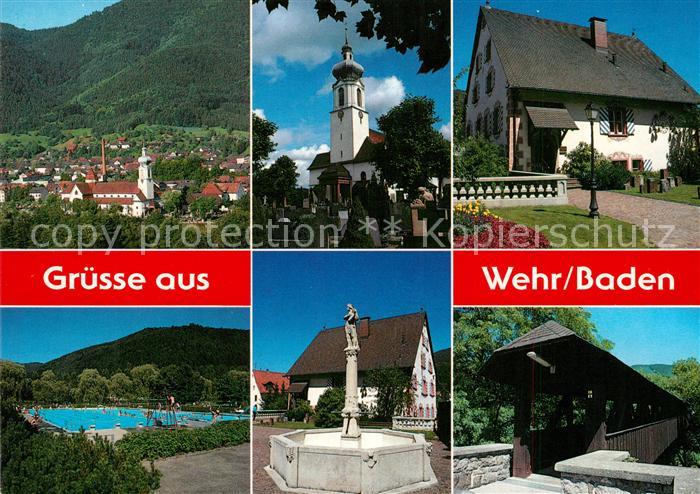Wehr Baden Kirche Rathaus Schwimmbad Brunnen Gedeckte Bruecke
