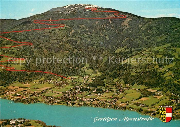Bodensdorf Ossiacher See mit Gerlitzen Alpenstrasse Fliegeraufnahme