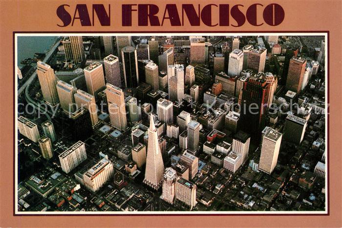 San Francisco California Aerial view shows the financial center of downtown