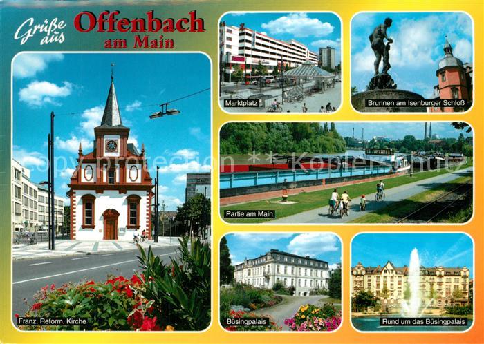Offenbach Main Franz Ref Kirche Marktplatz Brunnen am Isenburger Schloss Partie
