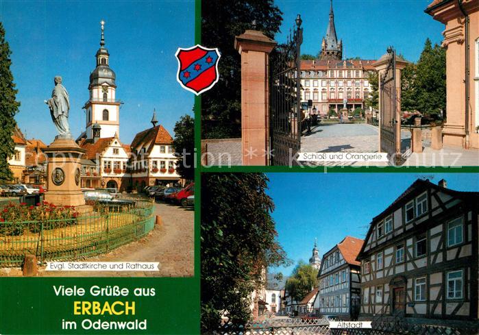 Erbach Odenwald Ev Stadtkirche und Rathaus Schloss Orangerie Altstat