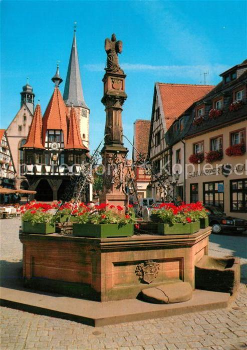 Michelstadt Marktbrunnen mit Rathaus