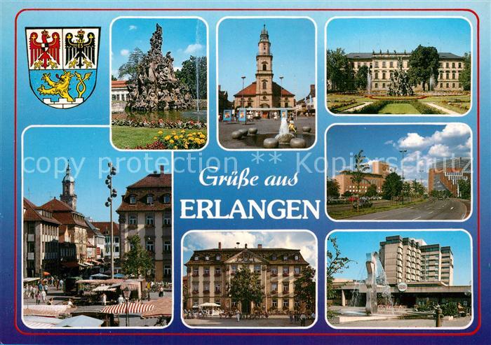Erlangen Park Monument Rathaus Schloss Teilansichten