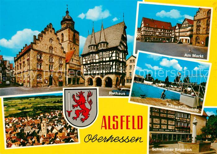 Alsfeld Rathaus Markt Freibad Schwaelmer Brunnen