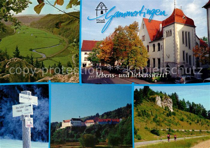 Gammertingen Panorama Rathaus Wegweiser Schloss Felsen