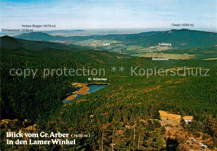 Lam Oberpfalz Blick vom Grossen Arber mit Kl Arbersee Schwarzeck und Osser