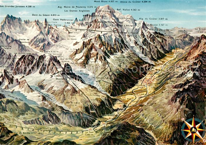 Chamonix Ortungskarte Pendant Chapeau Grands