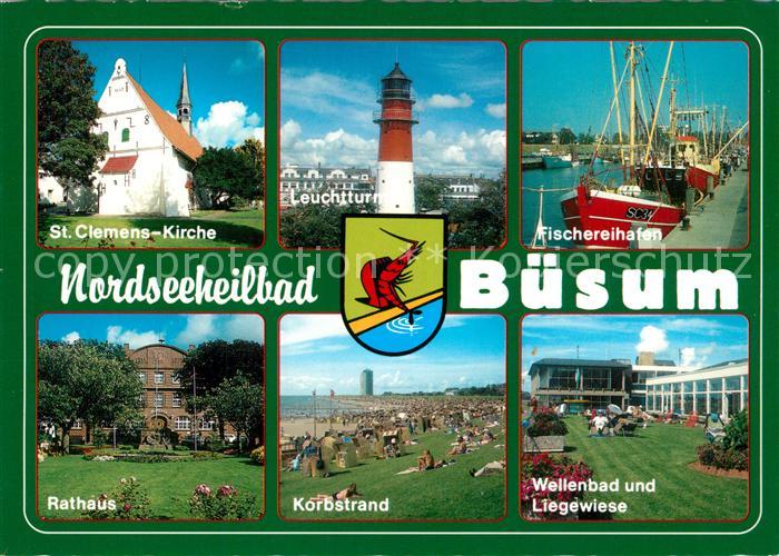 Buesum Nordseebad Leuchtturm St. Clemens-Kirche Rathaus