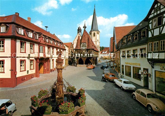 Michelstadt Marktbrunnen Rathaus Cafe-Gaststaette