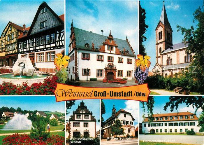 Gross-Umstadt Rathaus Brunnen Kirche Park Pfaelzer Schloss Darmstaedter Schloss