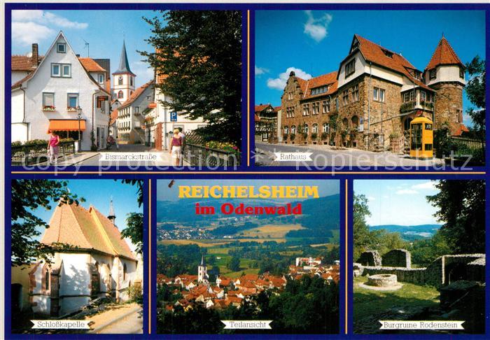 Reichelsheim Odenwald Bismarckstr Rathaus Schlosskapelle Panorama Burgruine Rode