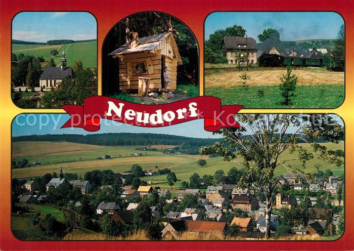 Neudorf Erzgebirge Dorfkirche Schutzhuette Vierenstr Schmalspurbahn Ortsansicht