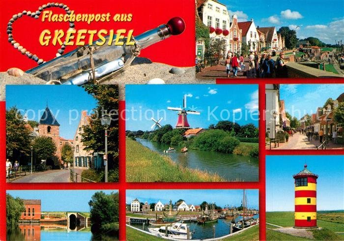 Greetsiel Teilansichten Windmuehlen Strassenpartie Hafen Leuchtturm