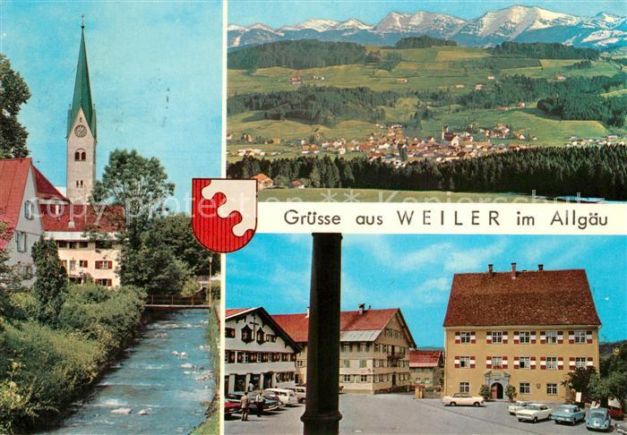 Weiler Allgaeu Kirche Bach Panorama Rathaus