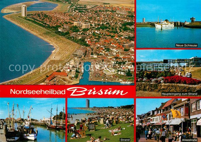 Buesum Nordseebad Fliegeraufnahme Neue Schleuse Strand Hafen Alleestrasse