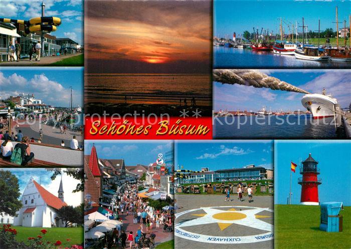 Buesum Nordseebad Promenade Hafenpartie Kirche Ortsmotive Leuchtturm