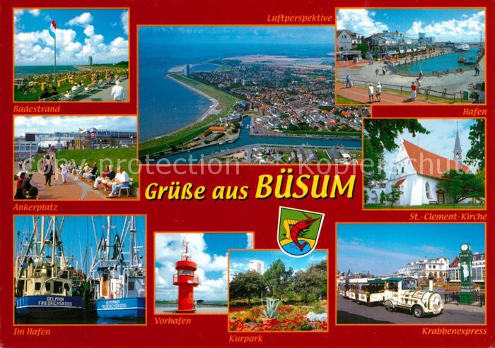 Buesum Nordseebad Badestrand Ankerplatz Fliegeraufnahme Hafen St Clement Kirche