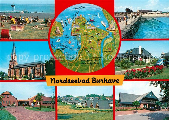 Burhave Strand Kirche Gebietskarte Promenade Ferienhaeuser